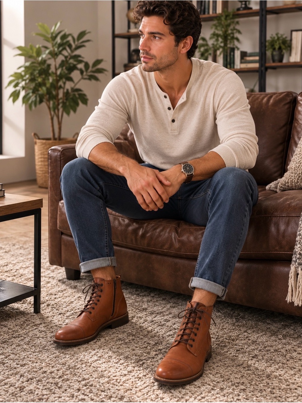 Steve Madden Brown Tan Leather Cap-Toe Chukka Boots